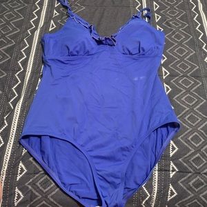 One piece blue bathing suit